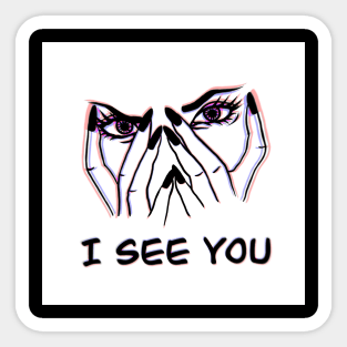 I see you , acid eyes , retro tattoo style Sticker